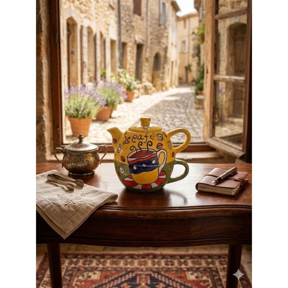 Teapot Tea for One Set “Le Café”Flowers Inc. Balloons Bogart Ga Stacking Tea Set
